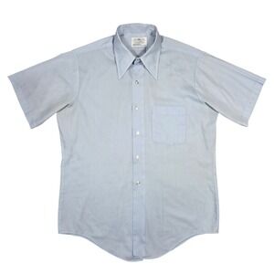 Vtg Towncraft Plus Pennys Mens Blue Short Sleeve Button Up Shirt Retro‎ Eclectic